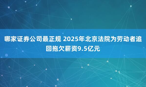 哪家证券公司最正规 2025年北京法院为劳动者追回拖欠薪资9.5亿元